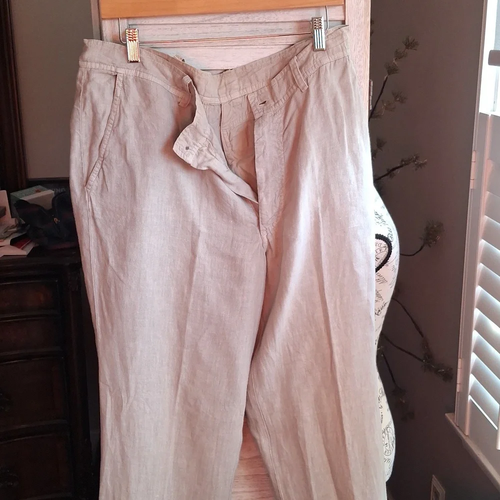 Zegna men's stone color linen pants made in Italy E.U.C